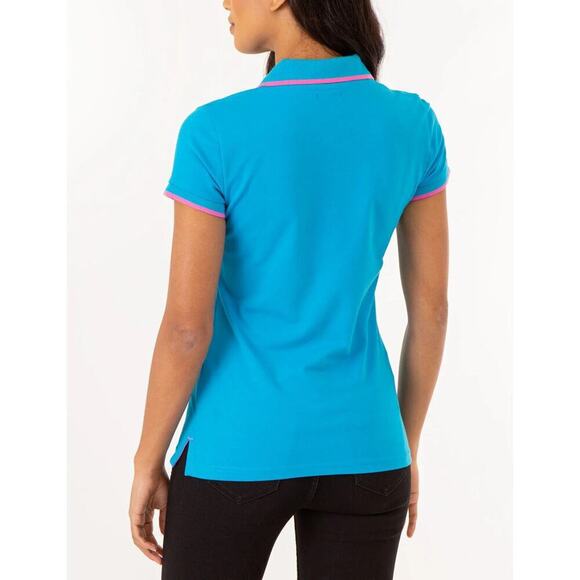 U.S. Polo Assn. Women's Tipped Solid Polo Shirt - Color Downtown Blue - Size S - Picture 4 of 5